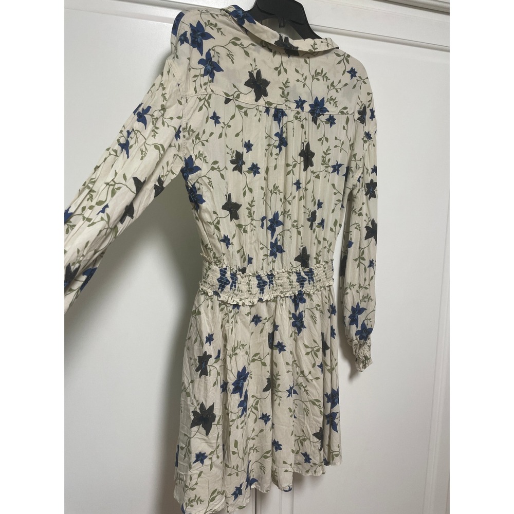 Free‎ People Floral Mini Dress Long Sleeve Button Down Flowy Boho Small - Picture 7 of 7